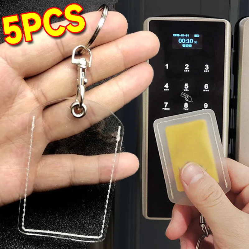 Waterproof Transparent Card Cover Keyring Women Men Bus Card Holder Case Business Credit Cards ID Card Sleeve Protector Keychain