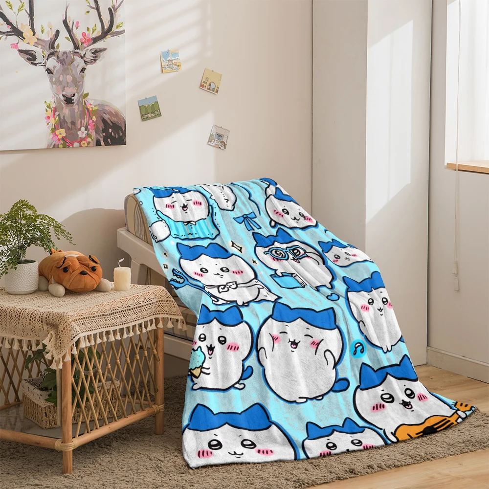 Chiikawa printed flannel thin blanket, Four seasons blanket,for sofa, beds, travel picnic blanket, gifts blankets for beds