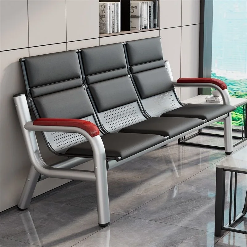Wrought iron sofa coffee table combination lounge row chair minimalist three-person iron frame bench aisle waiting