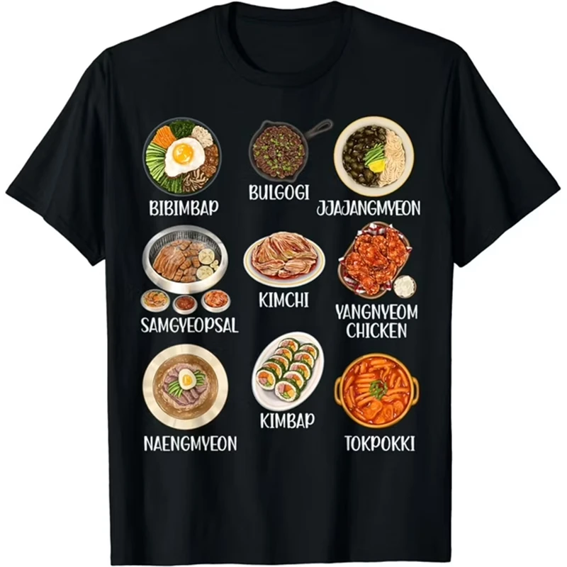 Hot Sale Korea Kimchi 3d Print T-Shirt Mannen Vrouwen Ronde Hals Korte Mouw Mode Unisex Casual Tops Zwarte Kwaliteit Tshirt