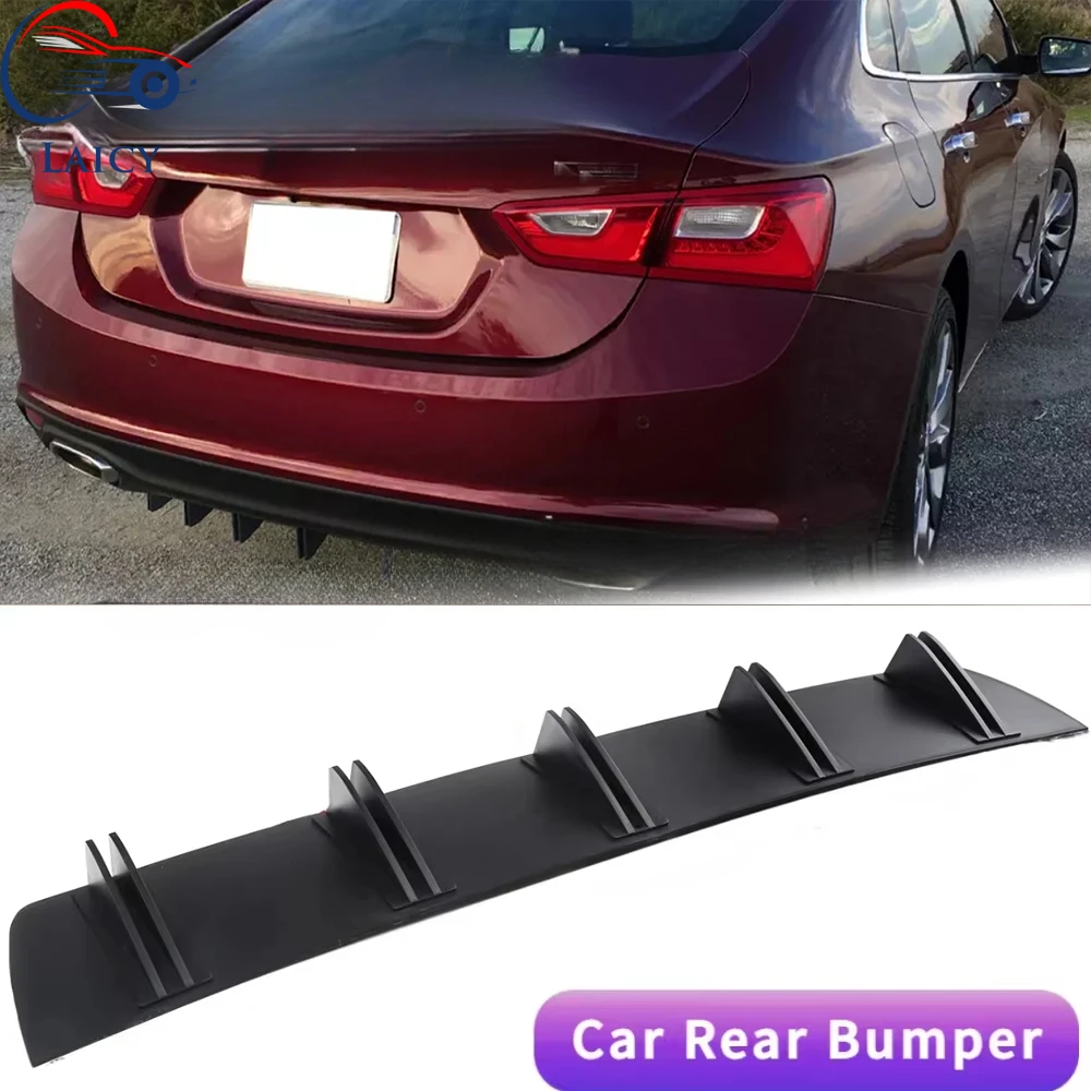 LAICY For Chevy Malibu Car Rear Diffuser Shark Fins Bumper Splitter Chin Spoiler Lip Black Shunt Rear Bumper Lip