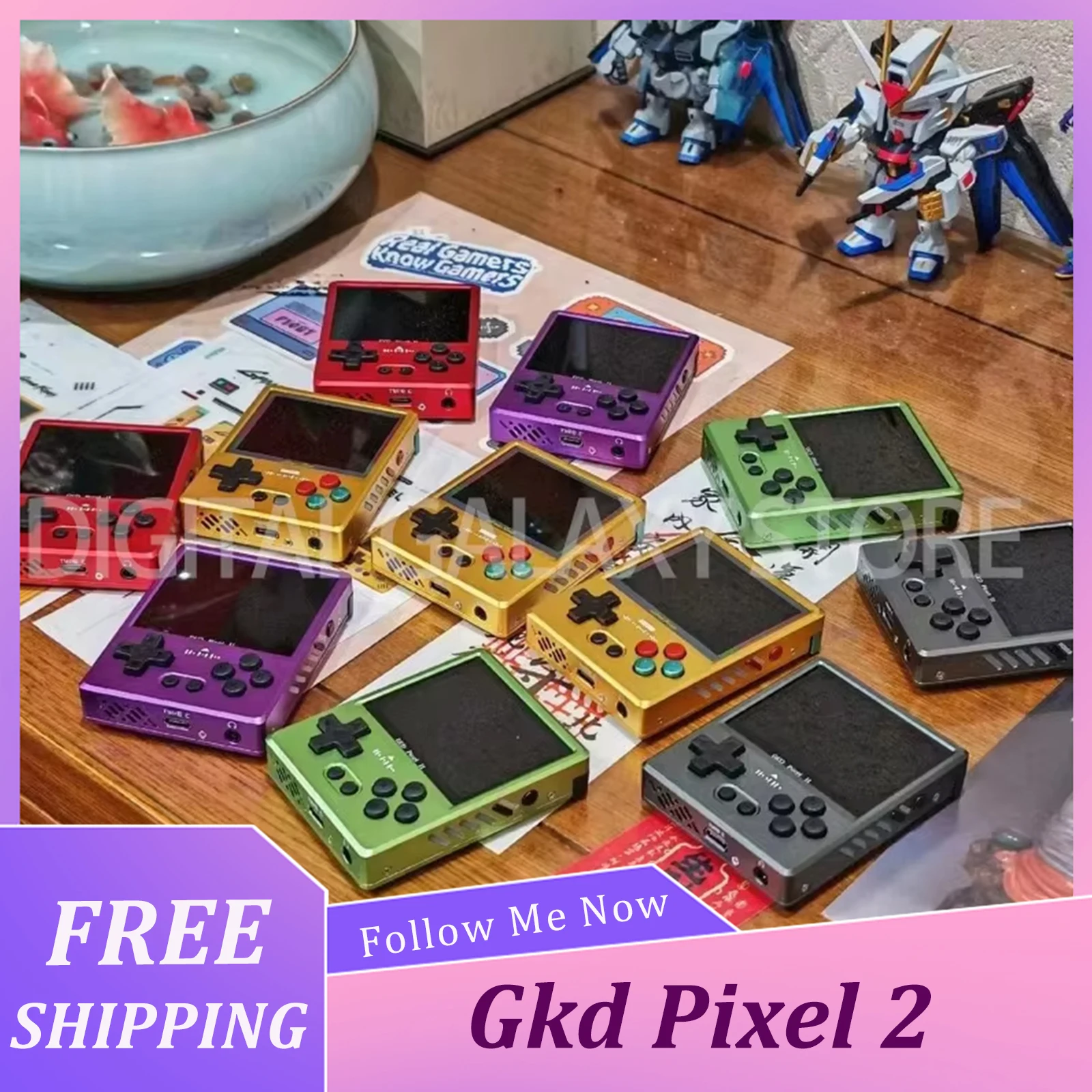 Gkd Pixel 2 Game Kiddy Pixel 2.4 Inch Ips Screen Available In Game Console Rk3326s Aluminium Alloy Cnc Customized Gaming Gifts