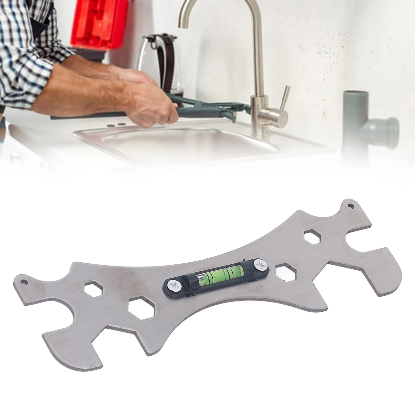 

Special Wrench Universal Multifunctional Bathroom Wrench With Level Faucet Plumbing Install Tool