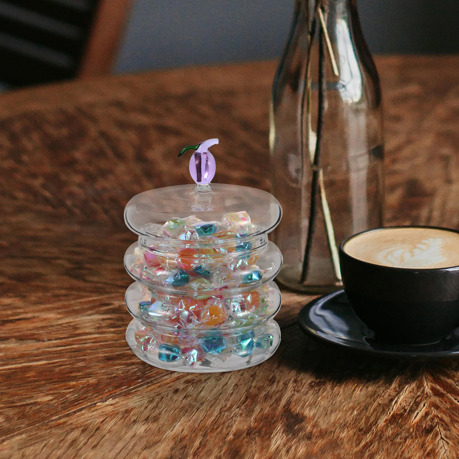 

Glass Candy Box Clear Divided Lid Airtight Container for Kitchen Snacks Nuts Luxury Decorative Candy Dish Storage