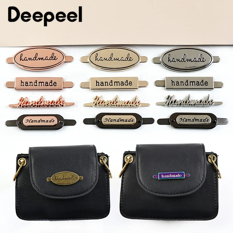 

10Pcs Deepeel 35/40mm Metal Bag Label Handcraft Decorative Tags for Purse Buckles DIY Handmade Sewing Hardware Bags Accessories