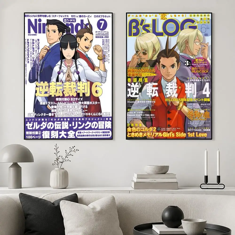 Game Ace Attorney Poster posters for bedrooms and living rooms high definition cartoon movie-themed wall art.