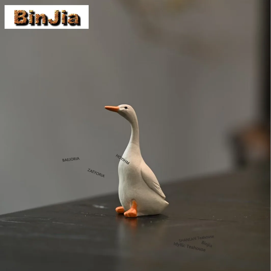 Yixing Zisha Plaything Goose Tea Pet Elegant Exquisite Miniatures Tea Figurine Play Toys Tea Statue Ornaments Accessories Gift