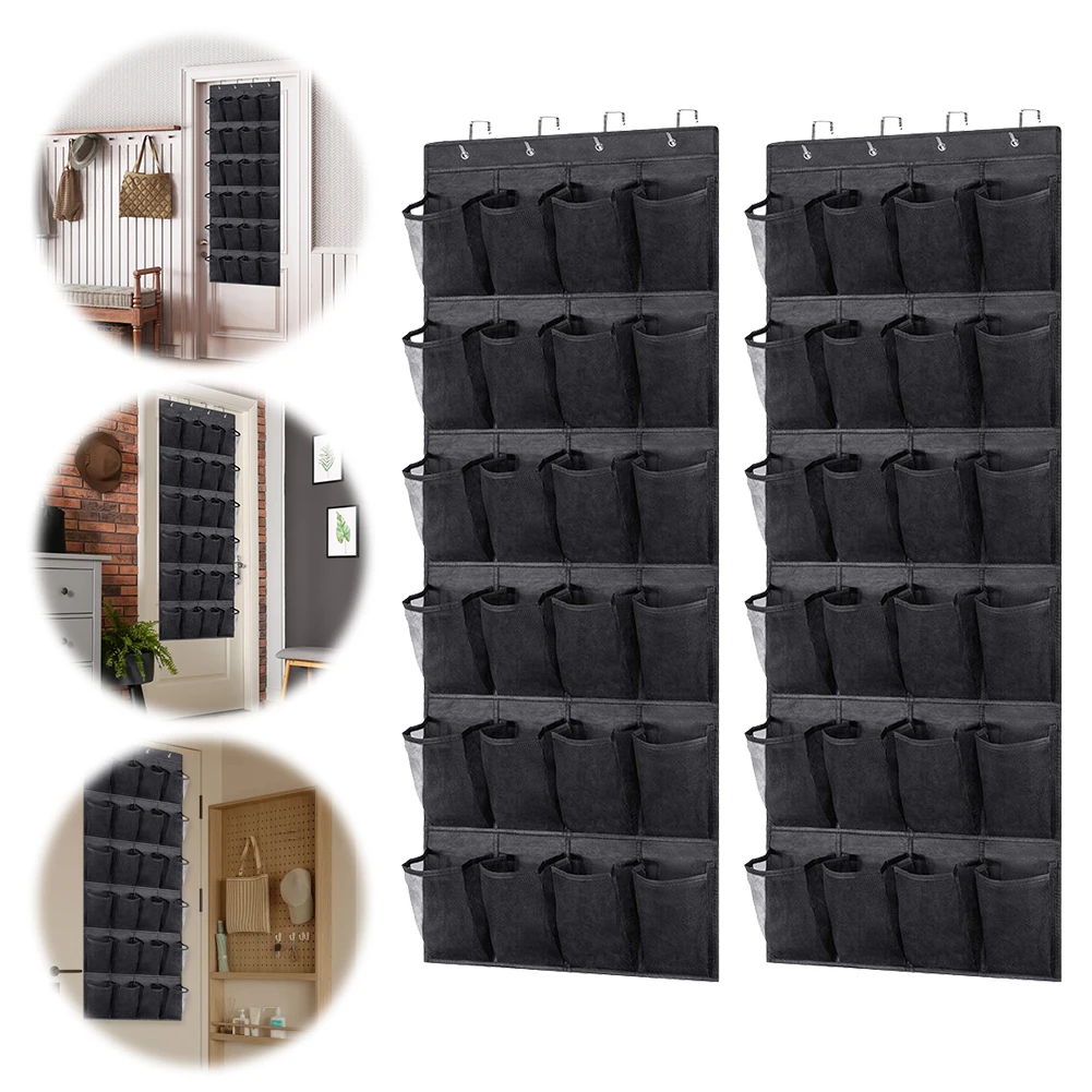 

2Pcs Over The Door Shoe Organizer Shoe Storage Organizer 24 Pockets Shoes Hanging Bag Space Saving Heavy Duty for Large Shoes