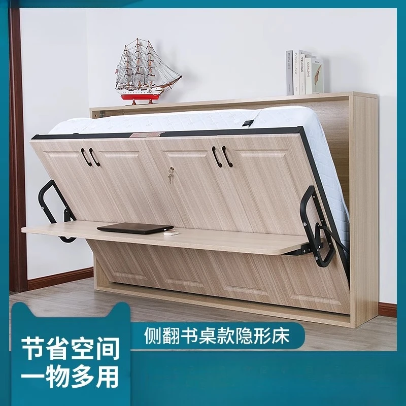 

Invisible bed Household rollover invisible folding bed Small apartment desk bed Integrated combination bedroom Murphy folding