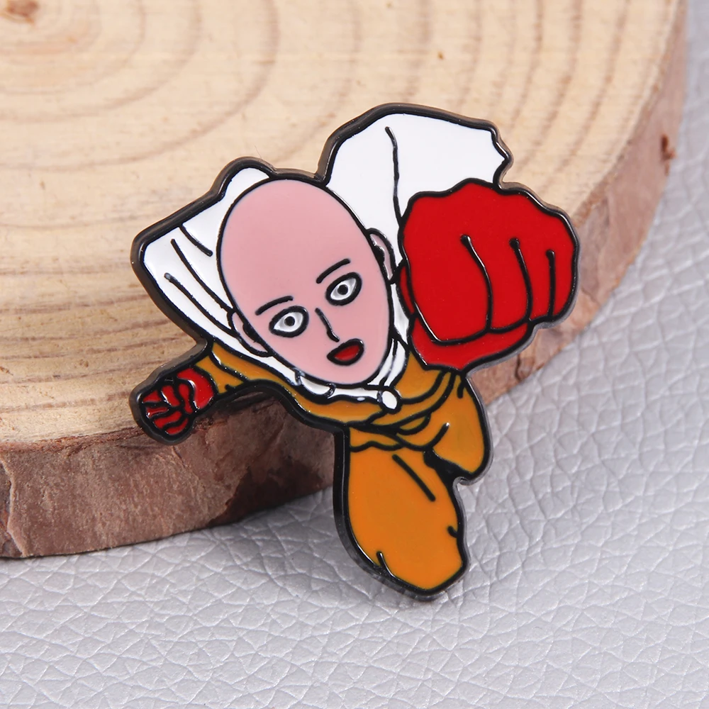 Anime hombre calvo lindo esmalte Pins broche Cope insignia Pins sombreros mochila Pin de solapa de Metal para Fans Cosplay accesorios de joyería regalo