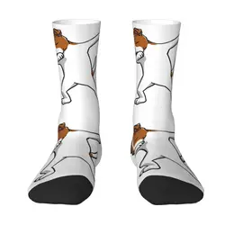 Kawaii Mens Funny Dabbing Jack Russell Terrier Dog Dress Socks Unisex Warm Comfortable 3D Printing Cartoon Dog Lover Crew Socks