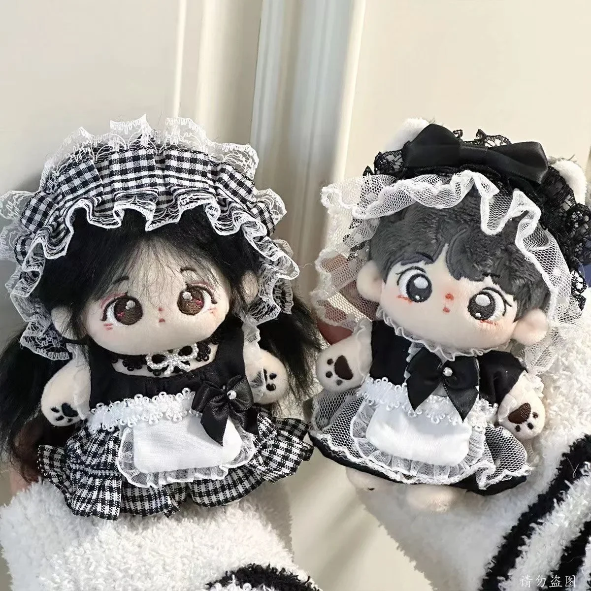 

Maid Dress Cotton Doll Maid Skirt Princess Skirt Headwear 10cm Cotton Doll Clothes Apron Dress Up Idol Dolls Dress