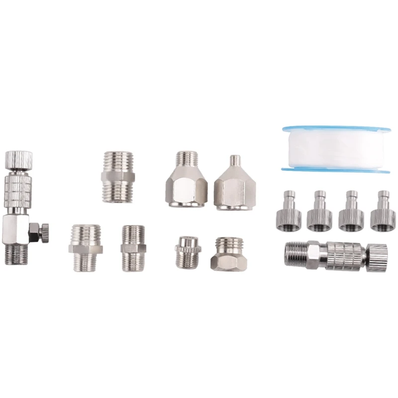 

14Pcs Airbrush Adapter Set, Airbrush Quick Release Disconnect Couplers, Airbrush Adapter Kit Fitting Connector Kit