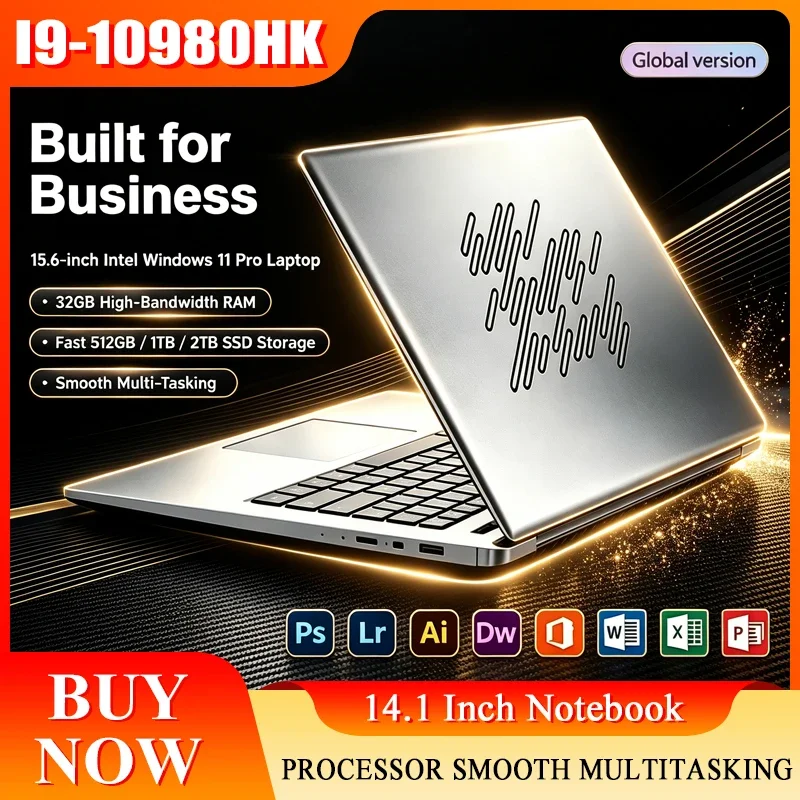 14.1 Inch Full HD IPS Laptop 120Hz Screen Intel Core I9-10980HK 32GB RAM 2TB SSD Backlit Keyboard Long Battery Life Windows 11