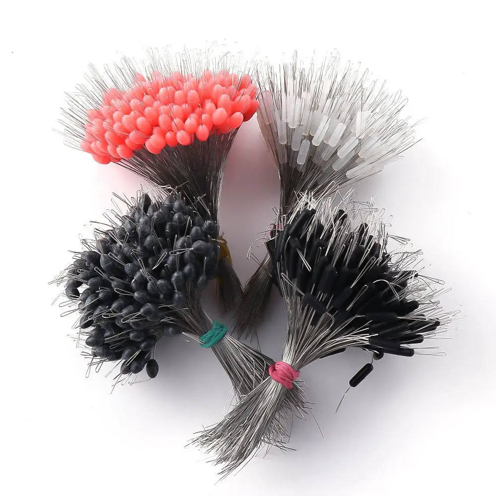 300 قطعة/الحزمة خط الصيد الأحمر المقاومة شفافة البيضاوي أسطواني الصيد العائمة الصيد بوبر سيليكون الفضاء الفول #3