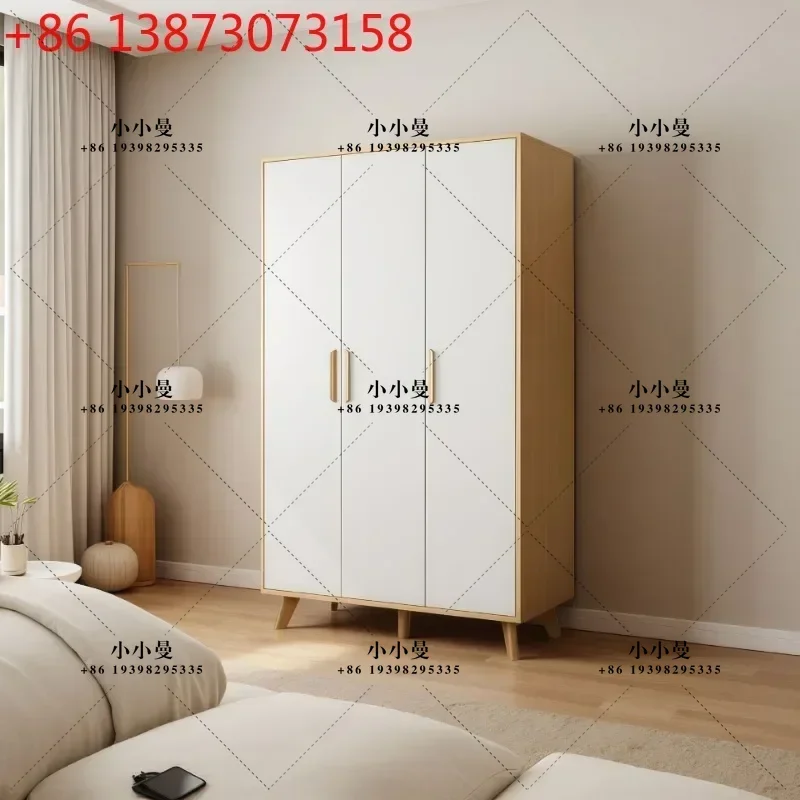 Household bedroom modern simple solid wood door rental room with simple economical cabinet