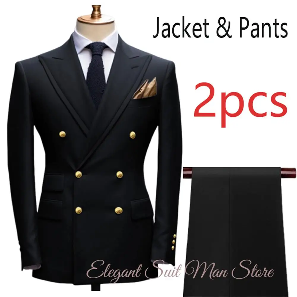 

Groom's wedding suit 2pc Set Solid color suit set Suit Jacket Pants Black Classic Men's Suit Set Business Office daily suit set