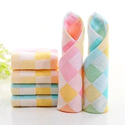 Hot Sale Square Towels Cotton Gauze Plaid Towel Kids Bibs Daily Use Hand Face