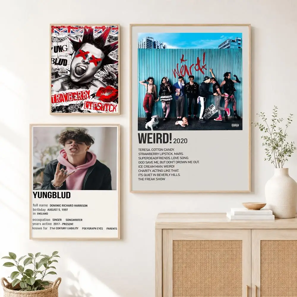 Hot Pop Star Y-Yungblud Poster Self Adhesive Wall Decal for Bedroom Living Room Office Home Decor Gift
