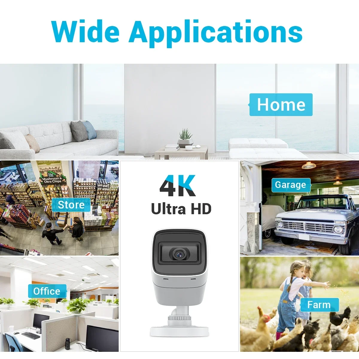 ANNKE 4K Ultra HD 4 pezzi Telecamera di sicurezza bullet Visione notturna IR IP67 Telecamera CCTV cablata per interni esterni impermeabile