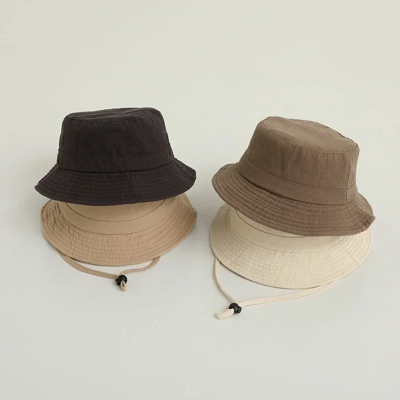 

Solid Color Kids Bucket Hat Fashion Children Fisherman Cap 2-8Year Boys Girls Outdoor Sunshade Visors Cotton Baby Basin Caps
