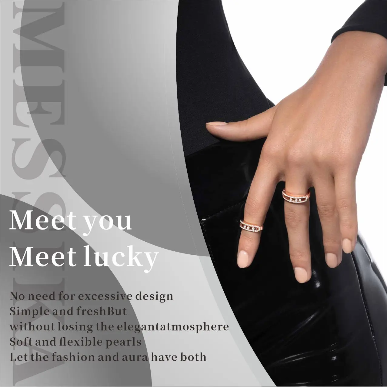 Classic Fashion 2024 New Ring Messik - Style Sterling Silver s925 MOVE ClassiQUE PAV É Series Moving Diamond Special Ring