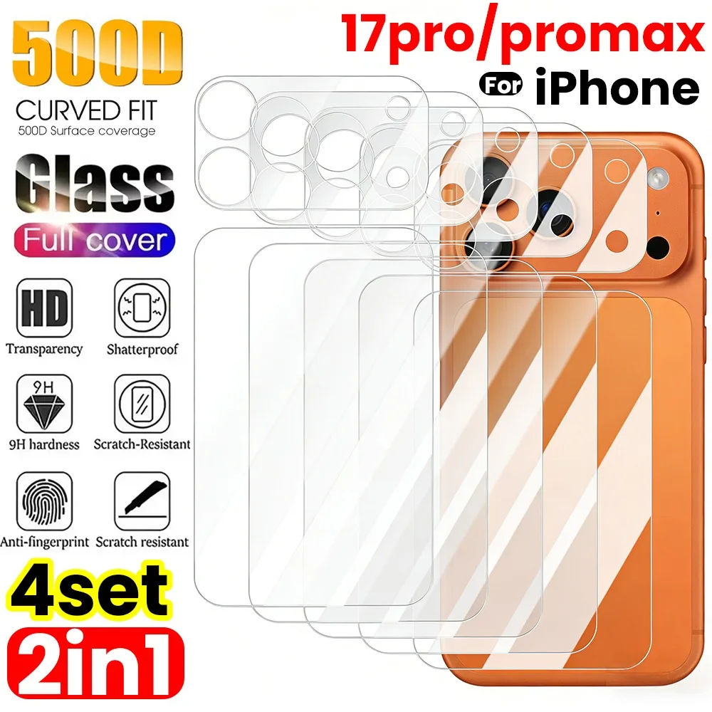 

1-4sets for IPhone 17 Pro 17Promax Screen Back Lens Screen Protector PET Glass Screen Back Lens Film HD Clear Anti-Scratch Films