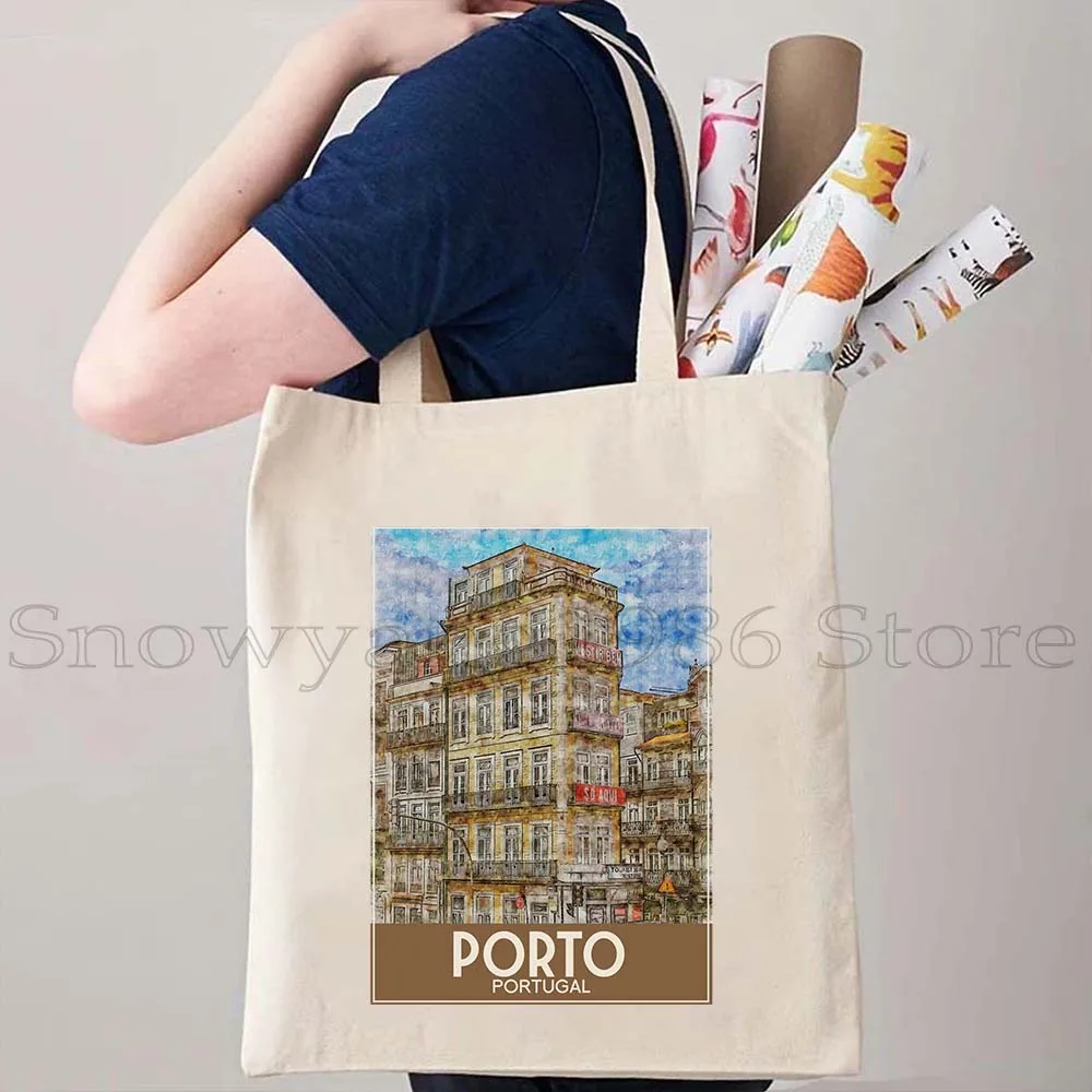 Warsaw Philadelphia Porto Prague Rottenburg Rotterdam Salzburg Schwangau Segovia Tubingen Ink Watercolor Canvas Tote Bag Handbag