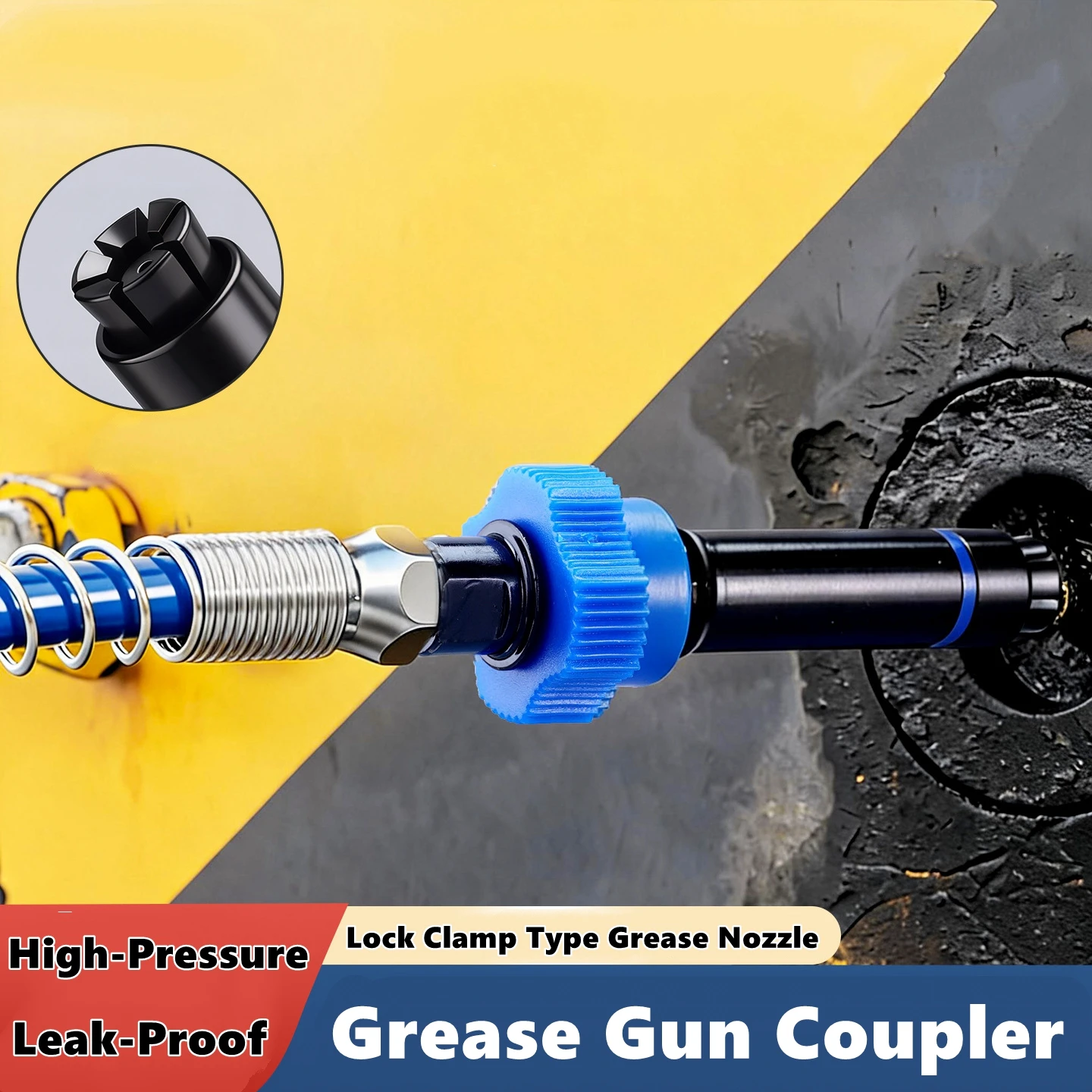 Lock Clamp High Pressure Grease Coupler Self Locking Flat Head Nozzle For Manual Electric Pneumatic Grease Gun Lubrication Tool