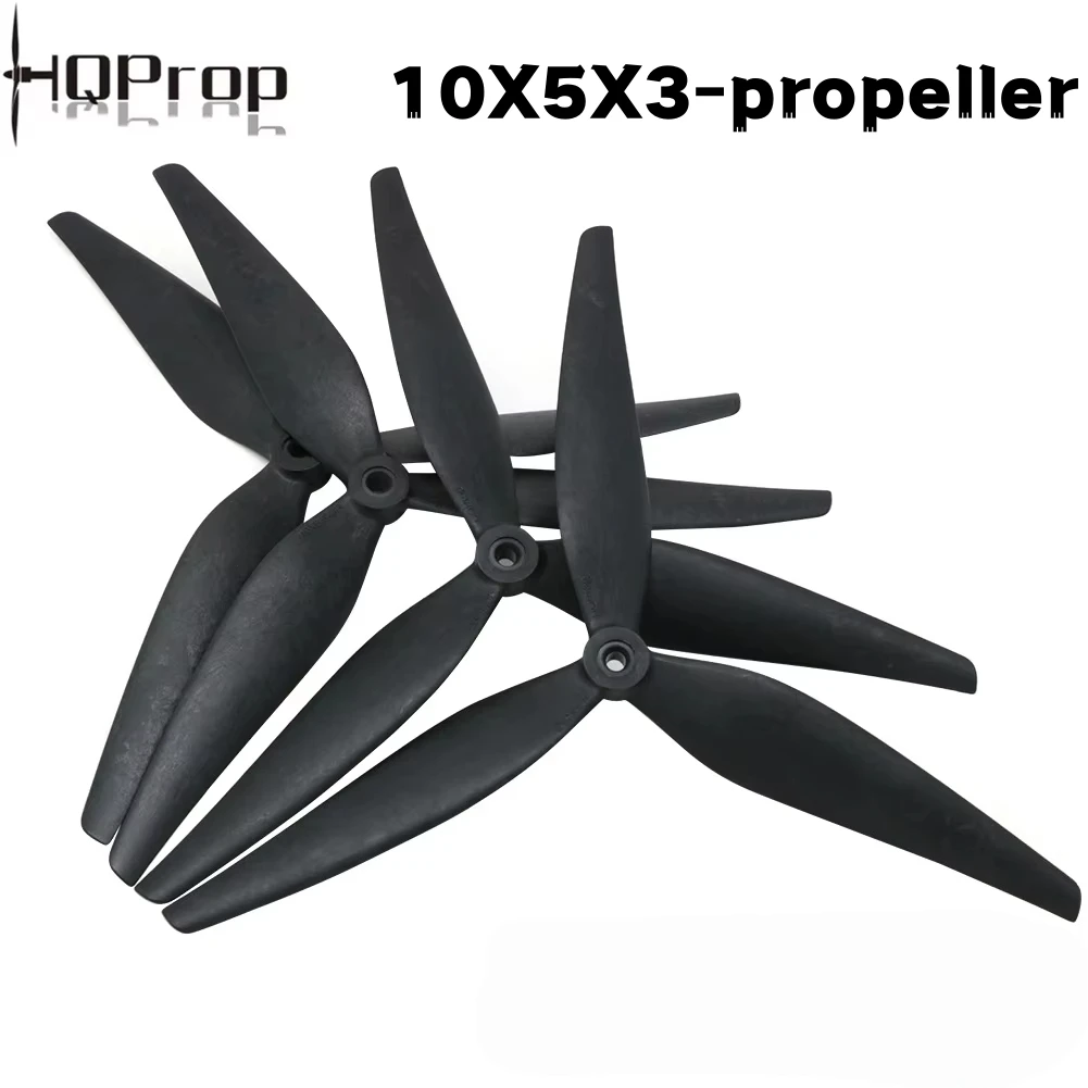 

1/2 пары CWCCWof HQProp 10X5X3 1050 10-дюймовые трехлопастные черные нейлоновые пропеллеры с армированным углеродным волокном, подходят для RC FPV дронов