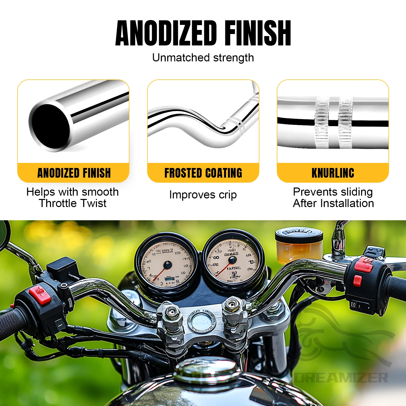 Motorcycle Chrome 22mm 25mm Retro Drag Handlebar Handle Bar Steering Wheel For Yamaha Sportster Iron 883 FZ6