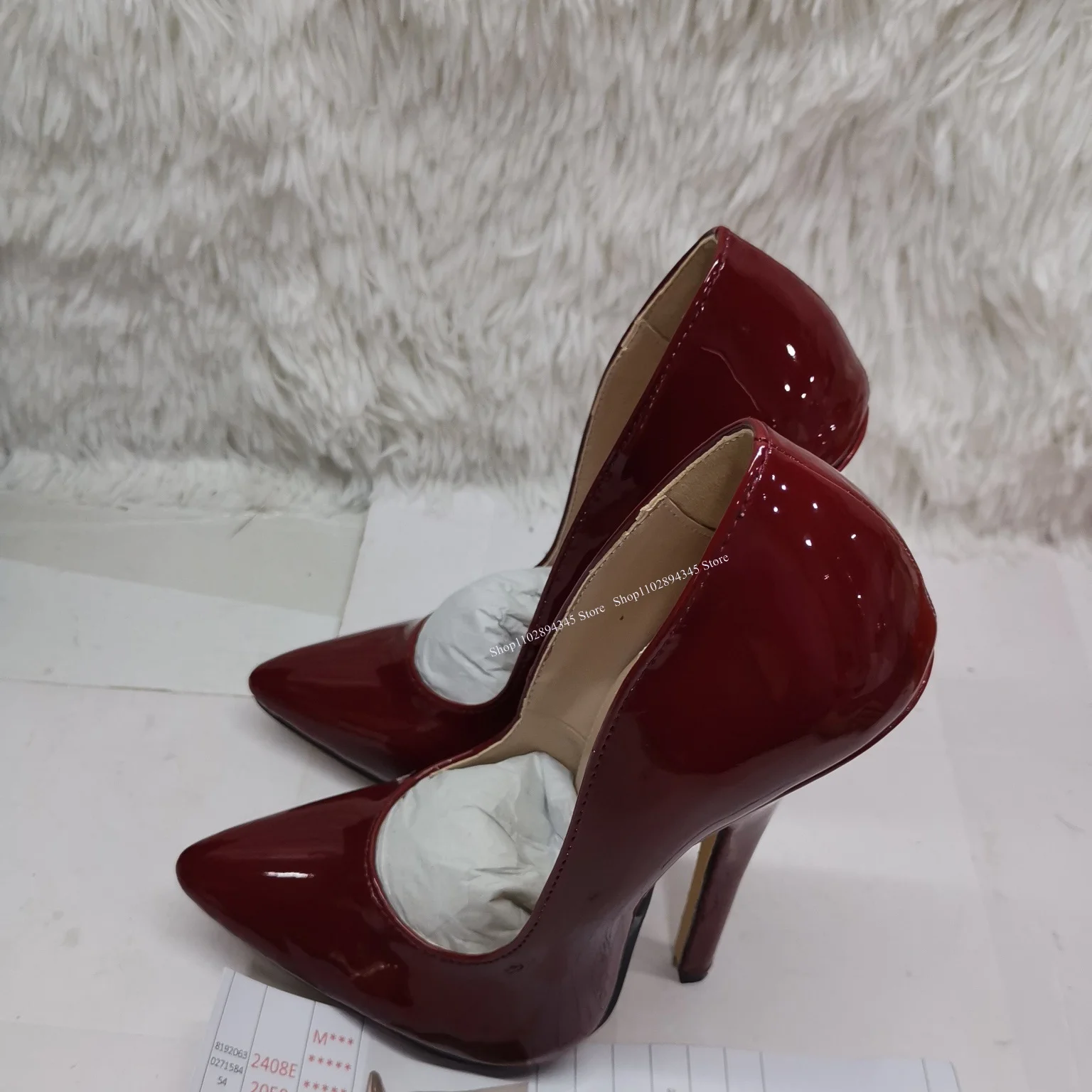 Escarpins à lacets en cuir verni rouge pour femmes, chaussures à talons hauts fins, Parker pointu, mode, sexy, grande taille, été, 2024