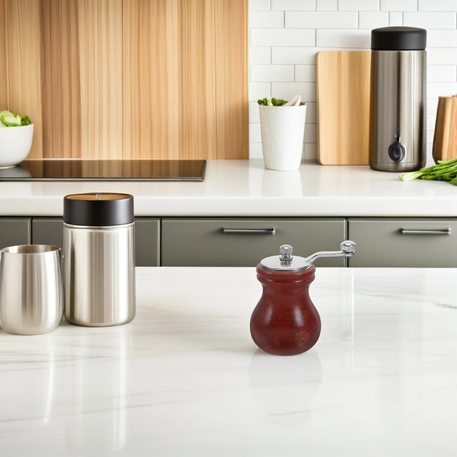 

Wooden Manual Pepper Mill Practical Salt and Pepper Grinder Tool Easy Operation Refillable Ergonomic Kitchen Spice