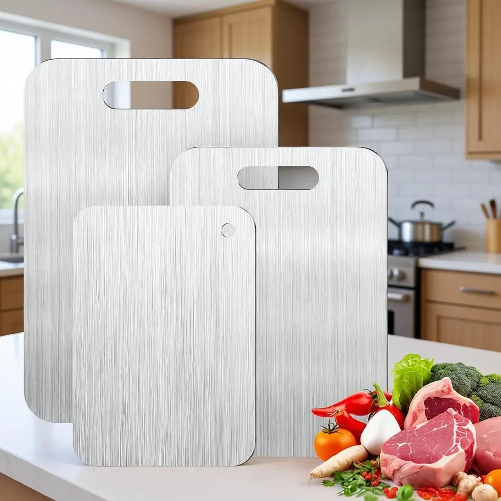 

Double-Sided Titanium Cutting Board Set, Non-Toxic, Durable, Dishwasher Safe (2PC-S+XL)