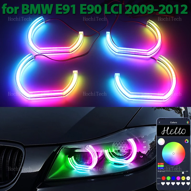 

For BMW 3 Series E91 E90 Facelift 2009-2012 Sequential APP Remote control Muti-colored modes Angel Eyes Ring LED Turn signal