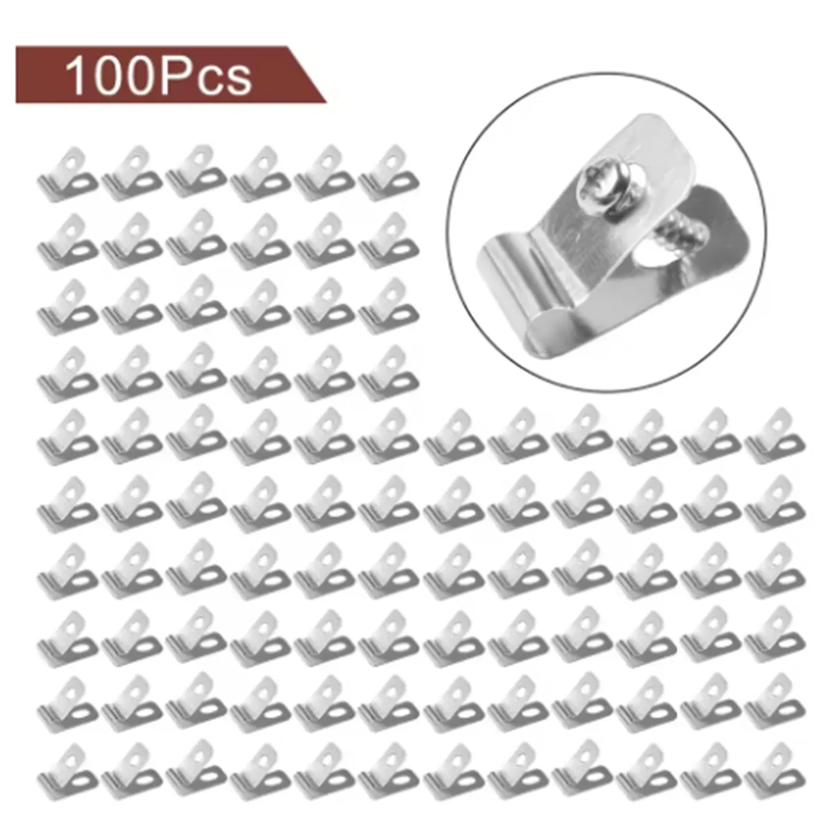 A002 100 pièces Clips serre-fil de clôture Clips de montage de clôture agricole avec vis attaches de jardin en fil d'acier inoxydable