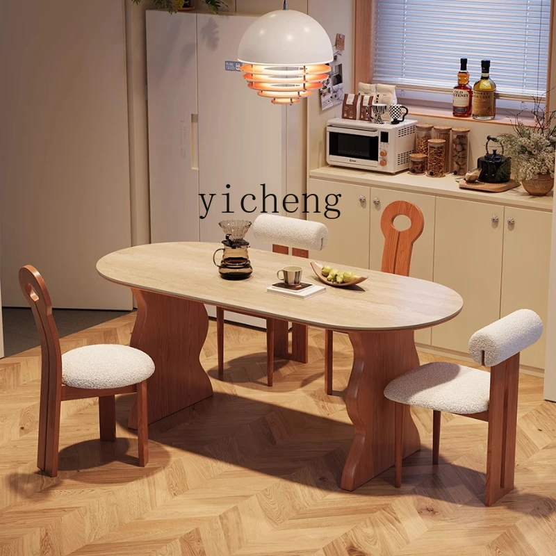 Simplified Furniture Ripple Dining Table Ash Wood Medium Antique Dining Table Travertine Slate