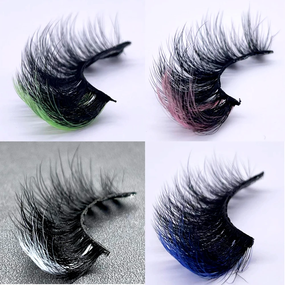 20mm Farbe Falsche Wimpern Flauschige Wimpern Farbige ecke Chaotisch Lange Make-Up Großhandel 3D Nerz Lash Bunte Mixed Faux Cils anbieter