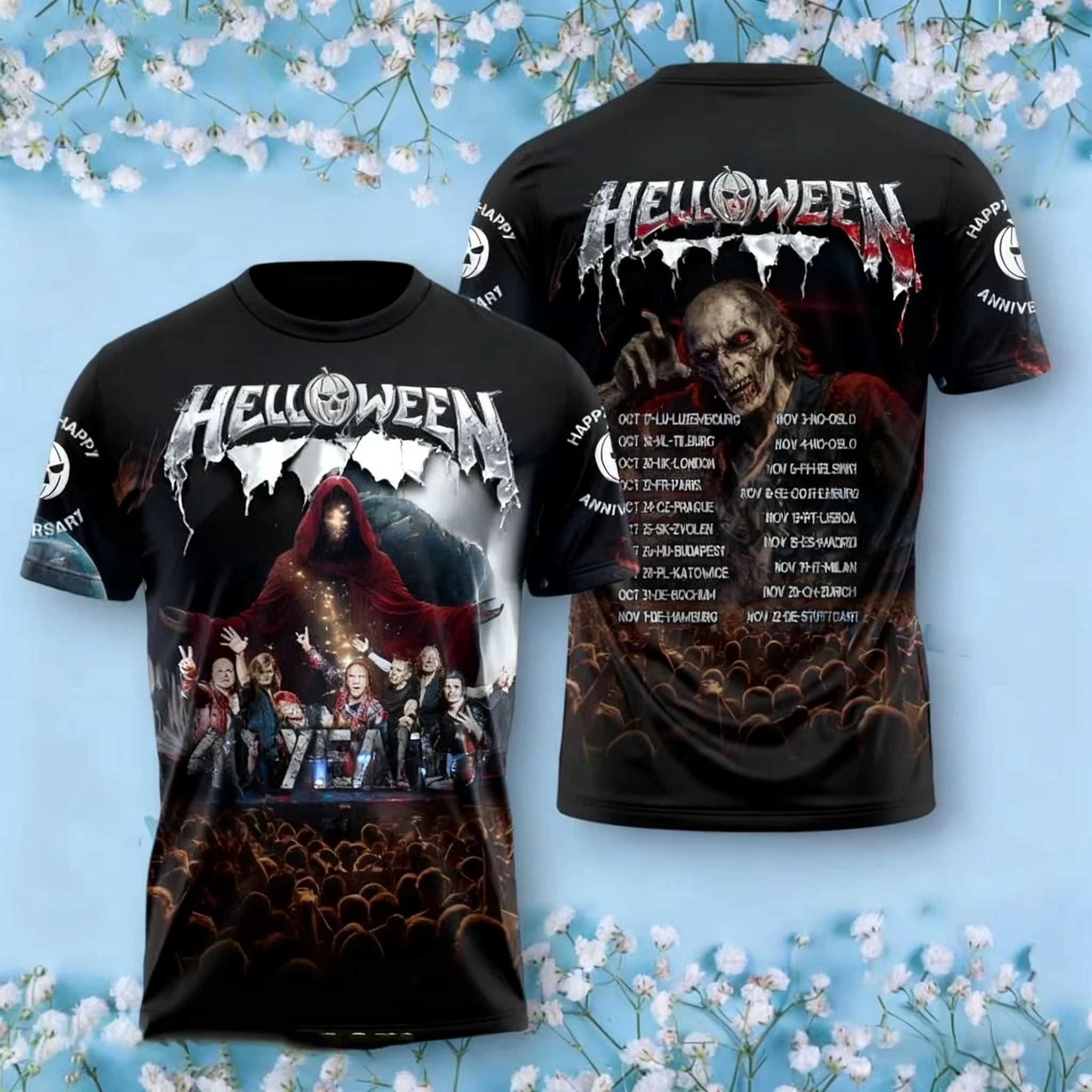 Novelty Rock Halloween Band 3D Print T-shirt Men Women Fashion Trend O-Neck Short Sleeve Tops Tees Plus Size Tshirt Men Clothing