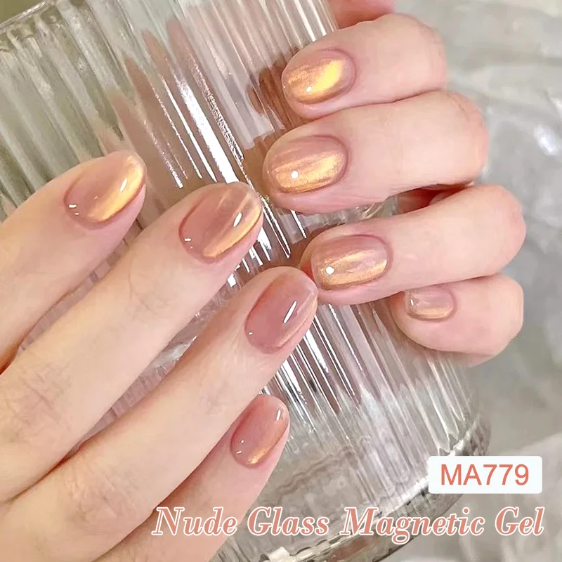 MEET ACROSS 7ml Szklane Koraliki Kocie Oko Żelowy Lakier do Paznokci Flash Złoty Nude Kolor Magnetyczny Żel do Paznokci Letnie Paznokcie Miłość akcesoria do paznokci