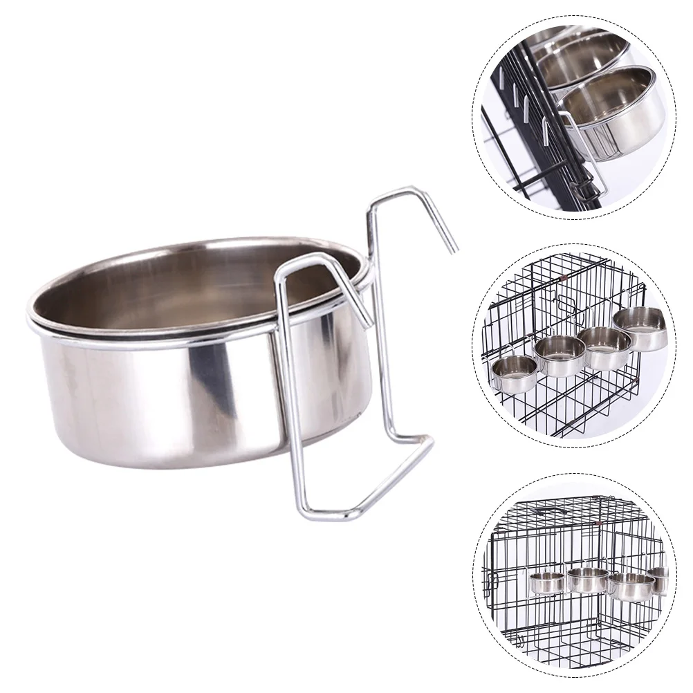 

1 set Stainless Steel Hanging Durable Metal Hanging Cat Feeding Bowl Cage Pet Bowl Feeder Cat Dog Water Cage Tableware