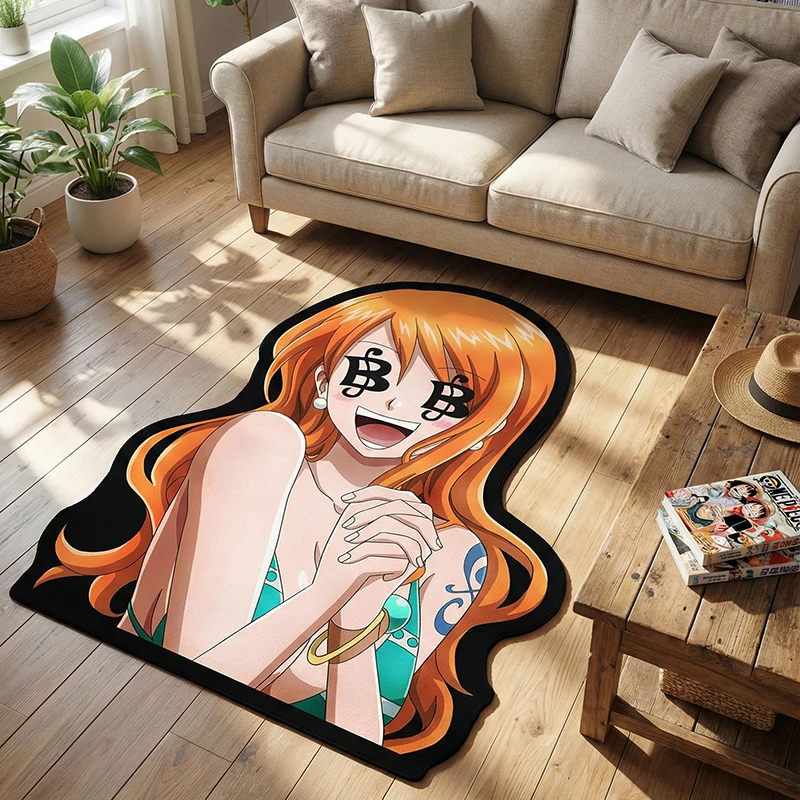 Dywan Anime One Piece Nami Design Dywanik do Sypialni Salonu Pokoju Dziecięcego Antypoślizgowy Dekoracyjny Mata Podłogowa Kolekcja Prezent Urodzinowy