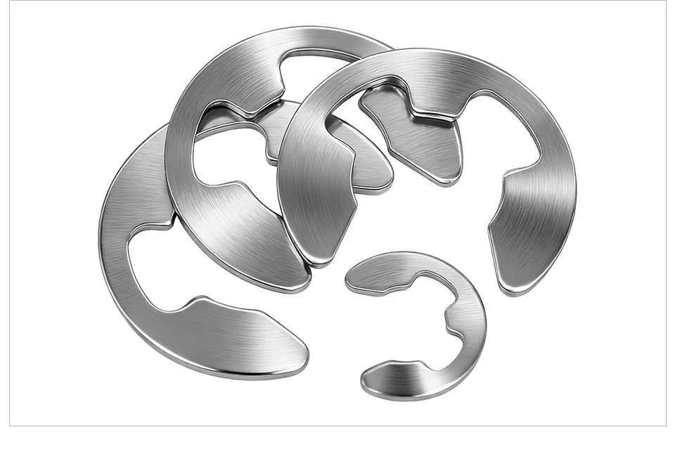 304 Edelstahl E-Ring-Unterlegscheiben GB896 DIN6799 E-Clips Wellensicherungsringe Sicherungsringe Befestigungselemente Sortiment M1.5-M15 – Detail 7