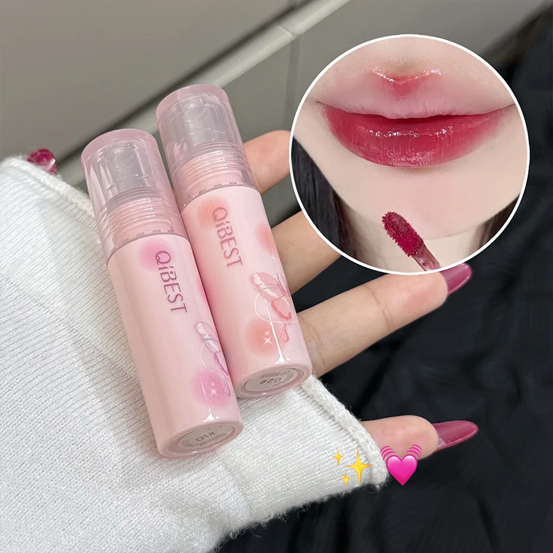 QIBEST Waterige Lipgloss Hydraterende Lip Glossy Spiegel Lip Glazuur Non-stick Cup Langdurige Lip Tint Hydraterende Lip Stain make-up