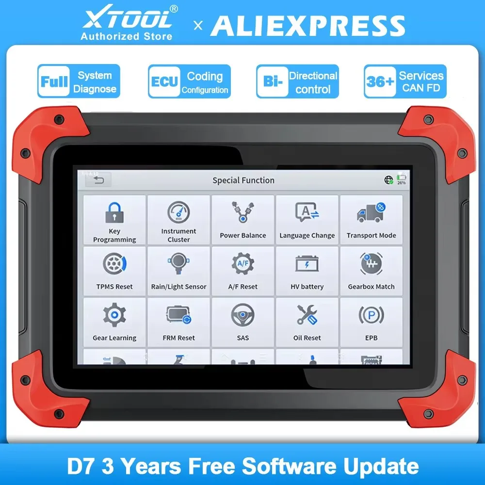Автомобильные инструменты XTOOL D7, кодирование ЭБУ, двунаправленная система, автомобильные диагностические инструменты, программатор ключей, встроенный CANFD FCA 36, сервис