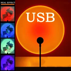 5V USB Sunset Lamp LED Rainbow Neon Night Light Projector Home Decor Mood Light for Bedroom Living Room Wall Gift Photography