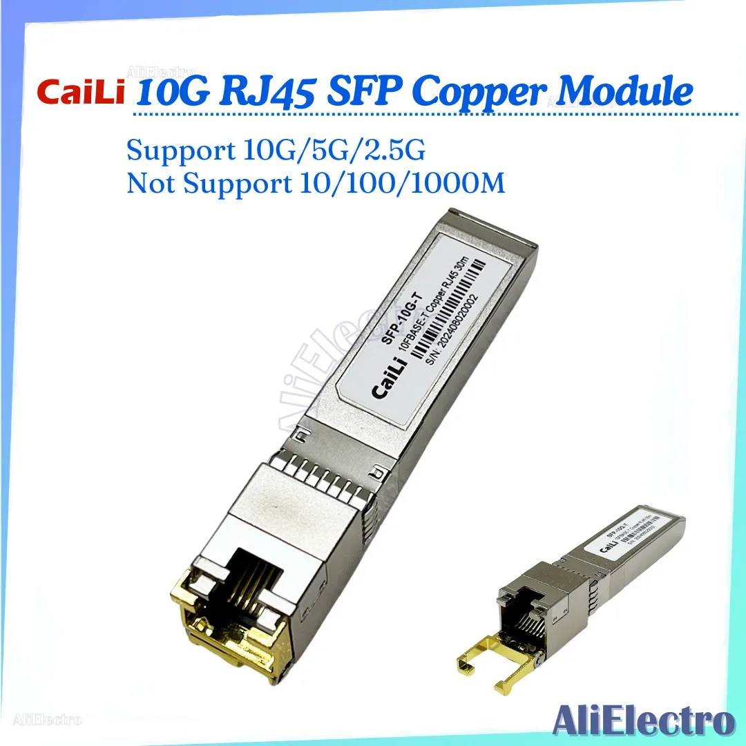 

CaiLi 10G SFP Copper Module 10G/5G/2.5G Port Transceiver 10Gbase-T RJ45 Compatible With Cisco/Mikrotik Ethernet Switch