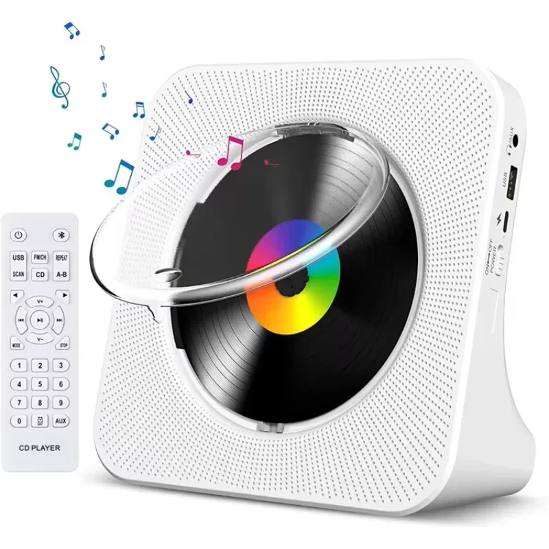 

CD Player Portable Bluetooth Desktop CD Player for Home with Timer Built-in HiFi Speakers with LCD Screen Display Boombox FM Rad