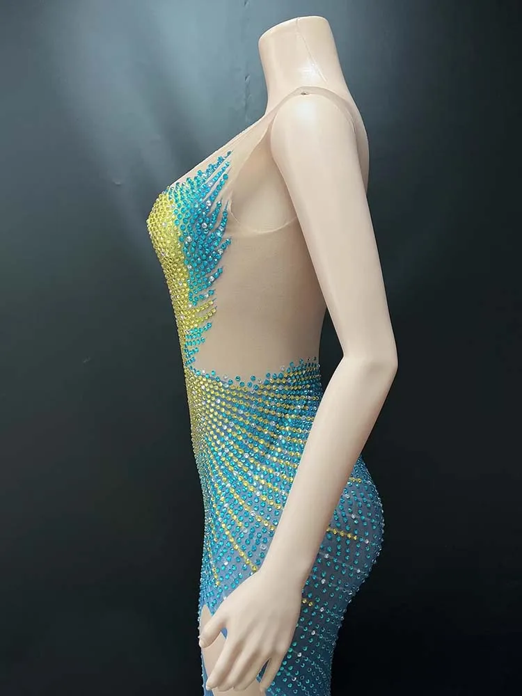 High Quality Hot Stamping Sexy See Through Mesh Elastic Vest Dress 2025 New Fashion Custom Women'S Clothing