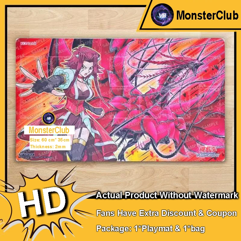 YuGiOh Bramble Rose Dragon Playmat Akiza Izinski TCG CCG Mat Board Game Pad Trading Card Game Mat Rubber Mouse Pad Free Bag
